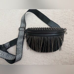 Black Studded Fringe Crossbody Bag